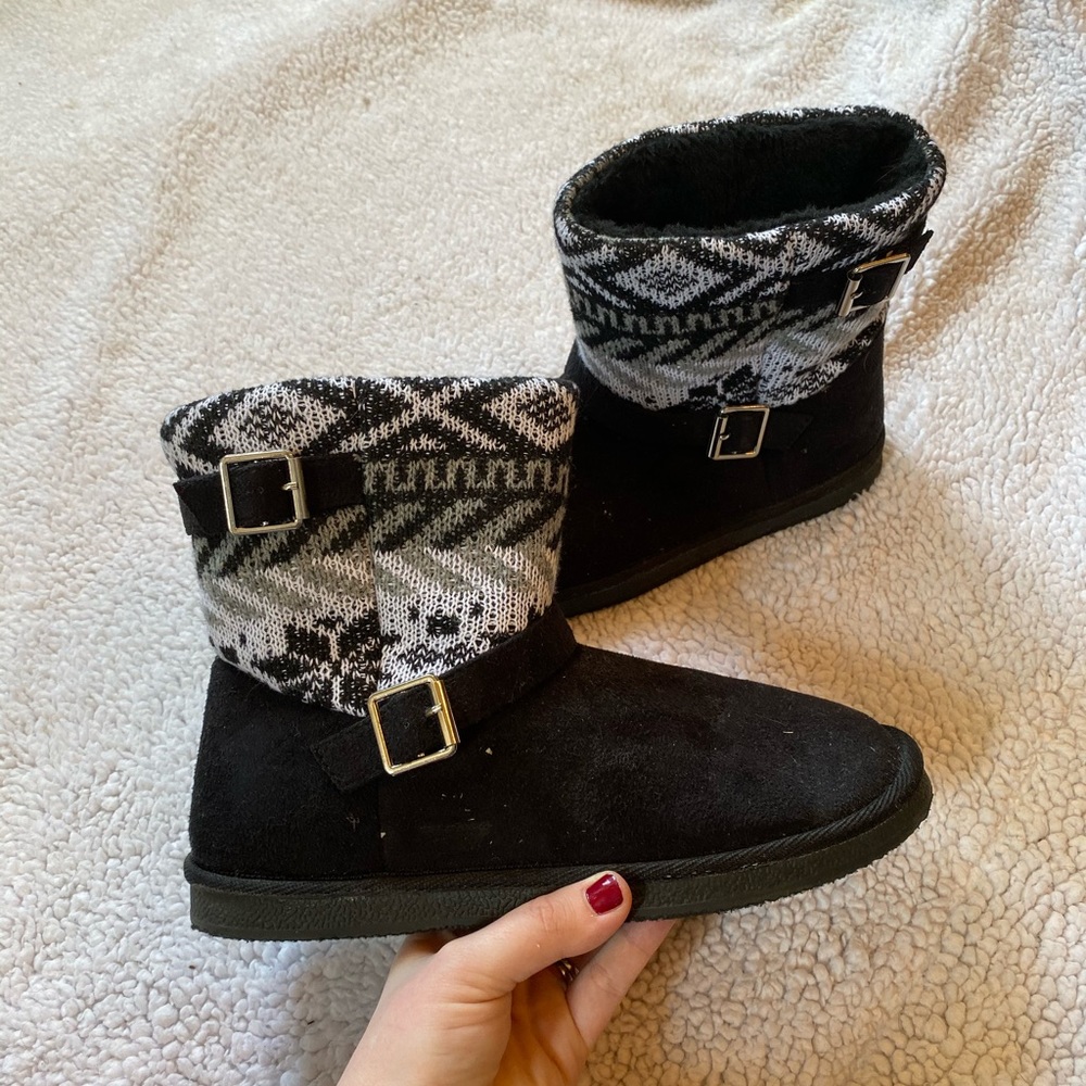 JustFab Black Pattern Boots